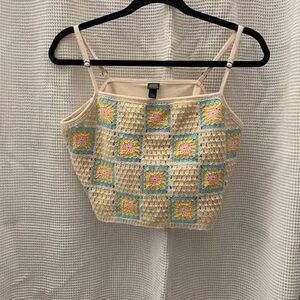 Wild Fable Colorful Knitted Crop Top | Color: Beige | Size: Large